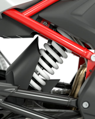 We see the suspension of the G 310 GS.